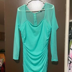 Sheer layer ruche dress